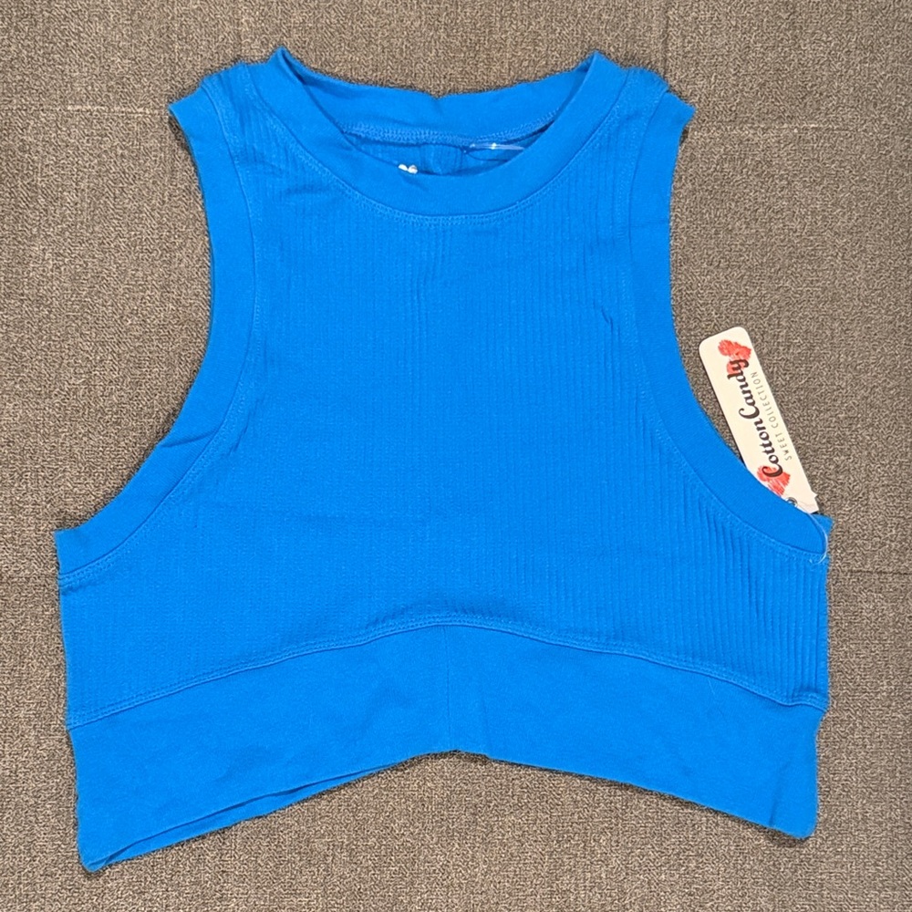 Cotton Candy Vibrant Blue Crop Top